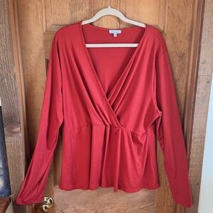 White Birch Orange Surplice Top - Size 3x